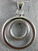 LARGE .19CT DIAMOND 18K WHITE GOLD 3D DOUBLE CIRCLE MATTE & SHINY FLOWER PENDANT