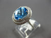 LARGE 3.48CT DIAMOND & AAA BLUE TOPAZ 14K WHITE GOLD DOUBLE HALO ENGAGEMENT RING