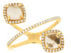 1.65CT DIAMOND & AAA MORGANITE 14KT YELLOW GOLD CUSHION & ROUND CRISS CROSS RING