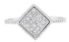 .20CT DIAMOND 14KT WHITE GOLD 3D ROUND CLASSIC PAVE SQUARE GEOMTERICAL FUN RING