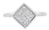 .20CT DIAMOND 14KT WHITE GOLD 3D ROUND CLASSIC PAVE SQUARE GEOMTERICAL FUN RING