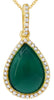 2.45CT DIAMOND & AAA GREEN AGATE 14K YELLOW GOLD HALO TEAR DROP FLOATING PENDANT
