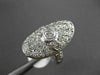 ANTIQUE LARGE 1.10CT DIAMOND 14KT WHITE GOLD FILIGREE OVAL FLORAL COCKTAIL RING