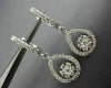 ESTATE .58CT DIAMOND 14K WHITE GOLD 3D FLOWER PEAR SHAPE HUGGIE HANGING EARRINGS