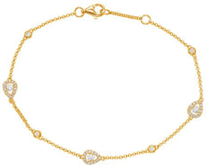 .36CT DIAMOND 14KT YELLOW GOLD ROUND PEAR SHAPE BY THE YARD LOVE TENNIS BRACELET