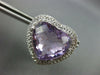 LARGE 25.55CT DIAMOND & AAA AMETHYST 14K WHITE GOLD HEART SHAPE CLIP ON EARRINGS