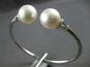 LARGE .19CT DIAMOND & AAA SOUTH SEA PEARL 14K WHITE GOLD CLASSIC BANGLE BRACELET