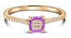 .62CT DIAMOND & AAA AMETHYST 14K ROSE GOLD CUSHION & ROUND ETOILE SOLITAIRE RING