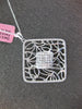 ESTATE LARGE .97CT DIAMOND 18K WHITE GOLD ROUND & PRINCESS SQUARE FLOWER PENDANT