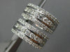 ESTATE WIDE 1.61CT DIAMOND 18KT WHITE GOLD THREE ROW HUGGIE HEART LOVE EARRINGS