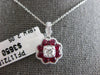 1.13CT DIAMOND & AAA RUBY 18KT WHITE GOLD ROUND FILIGREE FLOWER FLOATING PENDANT