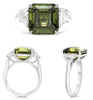 LARGE 10.58CT DIAMOND & AAA GREEN SAPPHIRE PLATINUM EMERALD CUT & TRAPEZOID RING