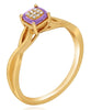 .54CT DIAMOND & AAA AMETHYST 14K ROSE GOLD CUSHION & ROUND ETOILE SOLITAIRE RING