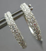 1.08CT DIAMOND 18K WHITE GOLD 3D CLASSIC PAVE 3 ROW HUGGIE HOOP HANGING EARRINGS
