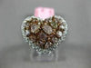 ESTATE LARGE 2.38CT WHITE & PINK DIAMOND 18KT 2 TONE GOLD HEART SHAPE LOVE RING