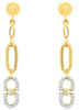 .34CT DIAMOND 14KT YELLOW GOLD 3D ROUND ETOILE OVAL PAPERCLIP HANGING EARRINGS
