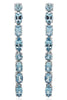 4.29CT AAA AQUAMARINE 18KT WHITE GOLD 3D MULTI SHAPE FUN TENNIS HANGING EARRINGS