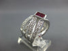 LARGE 1.52CT DIAMOND & AAA RUBY 14K WHITE GOLD 3D PRINCESS CRISS CROSS LOVE RING