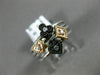 .05CT DIAMOND 14KT WHITE BLACK & ROSE GOLD 3D HEART FLOWER MULTI STACKABLE RING