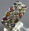 LARGE 2.98CT DIAMOND & AAA MULTI COLOR SAPPHIRE 14KT WHITE GOLD 3 ROW BEZEL RING