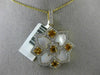 ESTATE LARGE 1.50CT DIAMOND & CITRINE 14K TWO TONE GOLD SQUARE SNOWFLAKE PENDANT