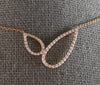 ESTATE .24CT DIAMOND 14KT ROSE GOLD 3D DOUBLE TEAR DROP BUTTERFLY LOVE NECKLACE
