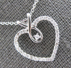 .25CT DIAMOND 14KT WHITE GOLD 3D OPEN HEART INFINITY SOLITAIRE FLOATING PENDANT