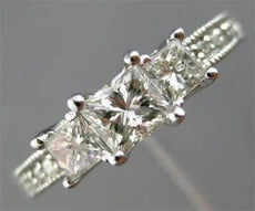 ESTATE .89CT ROUND & PRINCESS DIAMOND 14KT WHITE GOLD 3D ENGAGEMENT RING #25784