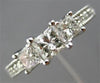 ESTATE .89CT ROUND & PRINCESS DIAMOND 14KT WHITE GOLD 3D ENGAGEMENT RING #25784