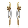 1.40CT DIAMOND 18K 2 TONE GOLD OPEN OVAL 3 LINK CRISS CROSS FUN HANGING EARRINGS