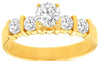 ESTATE .90CT DIAMOND 14KT YELLOW GOLD 3D ROUND 5 STONE CLASSIC ENGAGEMENT RING