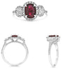 ESTATE 2.02CT DIAMOND & AAA RUBY PLATINUM OVAL & ROUND CLASSIC ENGAGEMENT RING