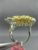 EXTRA LARGE 7.21CT WHITE & FANCY YELLOW DIAMOND 18K 2 TONE GOLD HEART LOVE RING