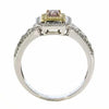 .85CT WHITE PINK FANCY YELLOW DIAMOND 18K TRI COLOR GOLD CUSHION ENGAGEMENT RING
