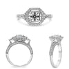 ESTATE .80CT DIAMOND 18KT WHITE GOLD CUSHION & ROUND SEMI MOUNT ENGAGEMENT RING