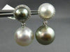 EXTRA LARGE .45CT DIAMOND & SOUTH SEA TAHITIAN PEARL 18KT WHITE GOLD 3D EARRINGS