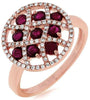 ESTATE WIDE 1.08CT DIAMOND & AAA RUBY 14K ROSE GOLD 3D CIRCULAR CRISS CROSS RING