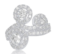 ESTATE WIDE 1.3CT DIAMOND 14KT WHITE GOLD 3 MULTI CIRCULAR CRISS CROSS FUN RING