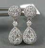ESTATE .76CT DIAMOND 18KT WHITE GOLD 3D CLUSTER TEAR DROP ROUND HANGING EARRINGS
