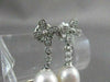 ANTIQUE DIAMOND 11M OVAL SEA PEARL 14K WHITE GOLD HANGING FILIGREE EARRINGS #836