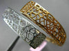 ESTATE WIDE .50CT DIAMOND 14K WHITE & ROSE GOLD 3D OPEN FLEXIBLE BANGLE BRACELET