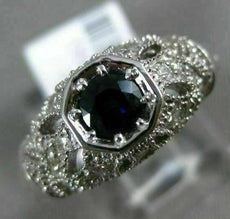 .76CT DIAMOND & AAA ROUND SAPPHIRE 14KT WHITE GOLD OPEN FILIGREE ENGAGEMENT RING