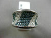 ESTATE LARGE 1.62CT WHITE BLUE DIAMOND 14K WHITE GOLD MULTI ROW CONCAVE FUN RING