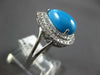 ESTATE LARGE 3.87CT DIAMOND & AAA TURQUOISE 14KT WHITE GOLD PEAR SHAPE HALO RING