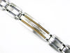 ESTATE .27CT DIAMOND 14KT YELLOW GOLD & STAINLESS STEEL CHANNEL MEN'S BRACELET