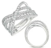 WIDE 1.31CT DIAMOND 14KT WHITE GOLD 3D MULTI ROW CRISS CROSS INFINITY LOVE RING