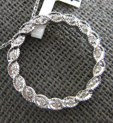 .10CT DIAMOND 14K WHITE GOLD MULTI LEAF CIRCLE OF LIFE FILIGREE FLOATING PENDANT
