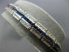 ESTATE WIDE & LONG 7.62CT DIAMOND & MULTI COLOR SAPPHIRE 14K WHITE GOLD BRACELET