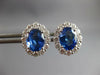 LARGE 5.27CT DIAMOND & AAA CEYLON SAPPHIRE 18KT WHITE GOLD 3D OVAL STUD EARRINGS