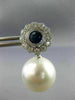 ESTATE 1.55CT DIAMOND AAA SAPPHIRE & SOUTH SEA PEARL 18KT WHITE GOLD 3D EARRINGS